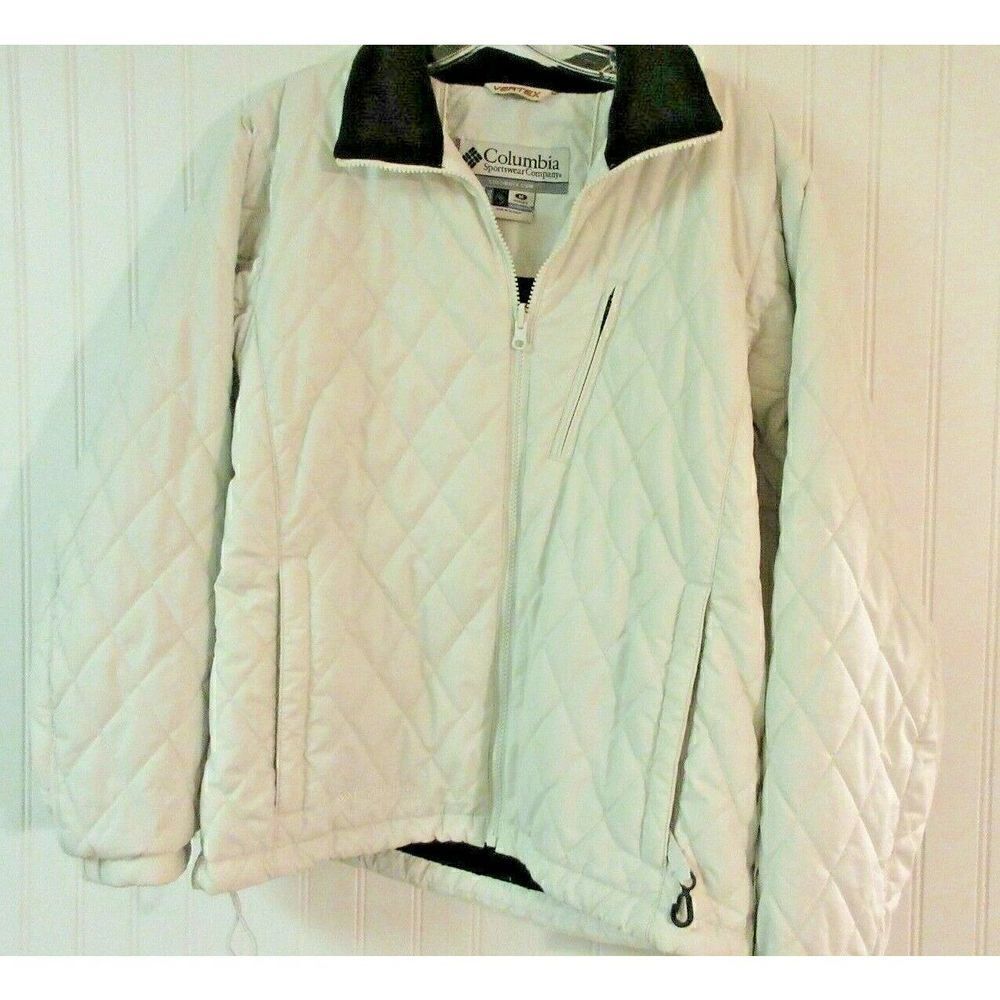 COLUMBIA JACKET VERTEX OFF WHITE WITH BLACK COLLAR SIZE MEDIUM